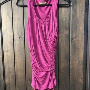 Velvet Pink Asymmetrical Ruched Mini Dress